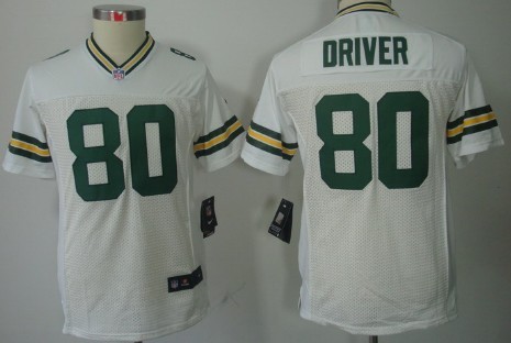 Nike Green Bay Packers #80 Donald Driver White Limited Kids Jersey 