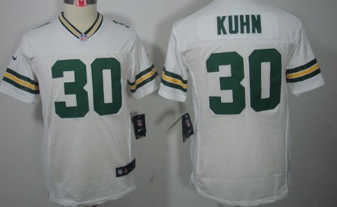Nike Green Bay Packers #30 John Kuhn White Limited Kids Jersey 