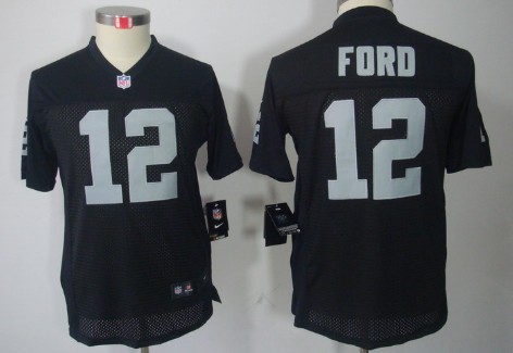 Nike Oakland Raiders #12 Jacoby Ford Black Limited Kids Jersey 
