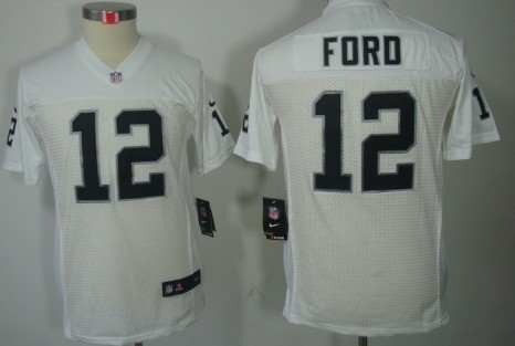 Nike Oakland Raiders #12 Jacoby Ford White Limited Kids Jersey 