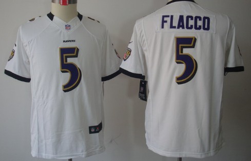Nike Baltimore Ravens #5 Joe Flacco White Limited Kids Jersey 