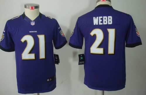 Nike Baltimore Ravens #21 Lardarius Webb Purple Limited Kids Jersey 