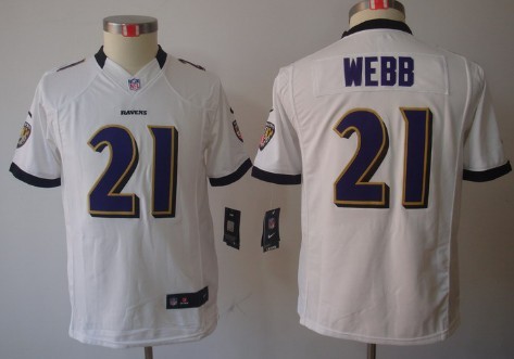Nike Baltimore Ravens #21 Lardarius Webb White Limited Kids Jersey 