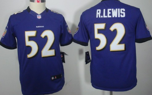 Nike Baltimore Ravens #52 Ray Lewis Purple Limited Kids Jersey 