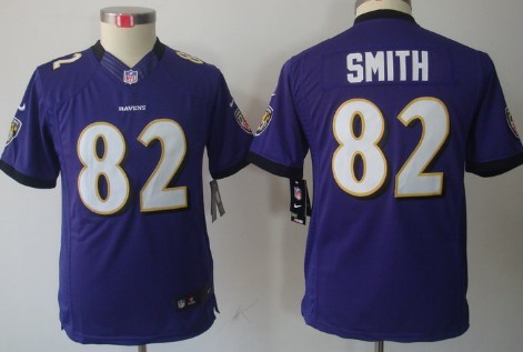 Nike Baltimore Ravens #82 Torrey Smith Purple Limited Kids Jersey 