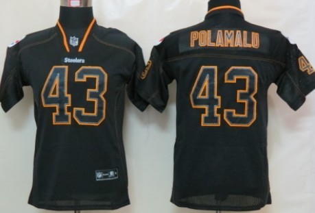 Nike Pittsburgh Steelers #43 Troy Polamalu Lights Out Black Kids Jersey 