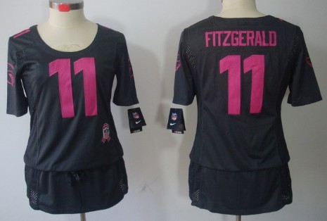 Nike Arizona Cardinals #11 Larry Fitzgerald Breast Cancer Awareness Gray Womens Jersey