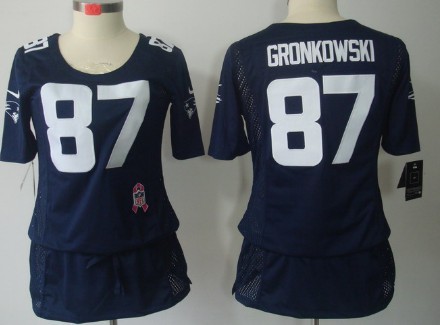Nike New England Patriots #87 Rob Gronkowski Breast Cancer Awareness Navy Blue Womens Jersey