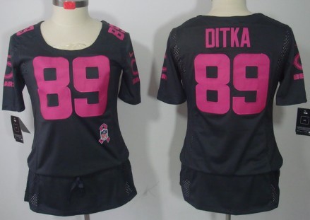 Nike Chicago Bears #89 Mike Ditka Breast Cancer Awareness Gray Womens Jersey