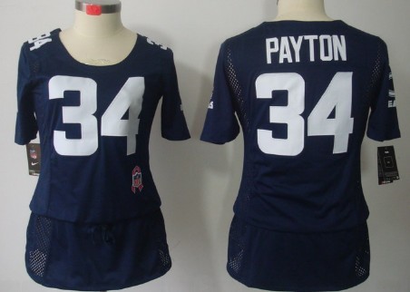 Nike Chicago Bears #34 Walter Payton Breast Cancer Awareness Navy Blue Womens Jersey