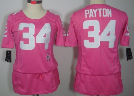 Nike Chicago Bears #34 Walter Payton Breast Cancer Awareness Pink Womens Jersey