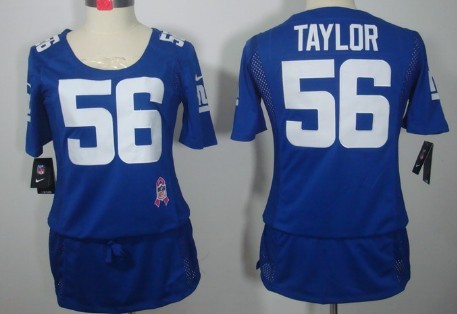 Nike New York Giants #56 Lawrence Taylor Breast Cancer Awareness Blue Womens Jersey