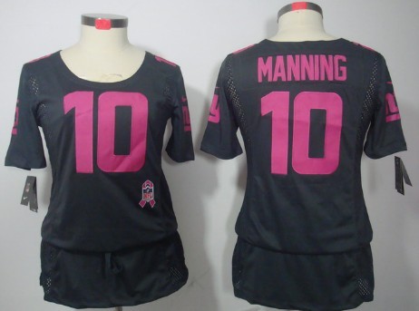 Nike New York Giants #10 Eli Manning Breast Cancer Awareness Gray Womens Jersey
