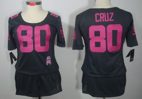 Nike New York Giants #80 Victor Cruz Breast Cancer Awareness Gray Womens Jersey
