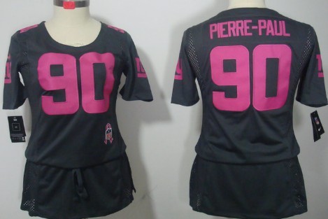 Nike New York Giants #90 Jason Pierre-Paul Breast Cancer Awareness Gray Womens Jersey