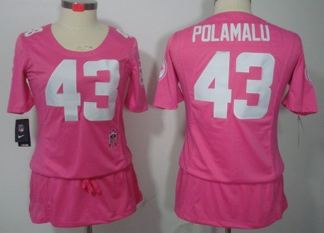 Nike Pittsburgh Steelers #43 Troy Polamalu Breast Cancer Awareness Pink Womens Jersey