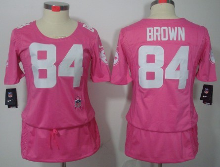Nike Pittsburgh Steelers #84 Antonio Brown Breast Cancer Awareness Pink Womens Jersey