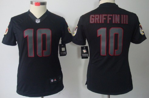 Nike Washington Redskins #10 Robert Griffin III Black Impact Limited Womens Jersey 