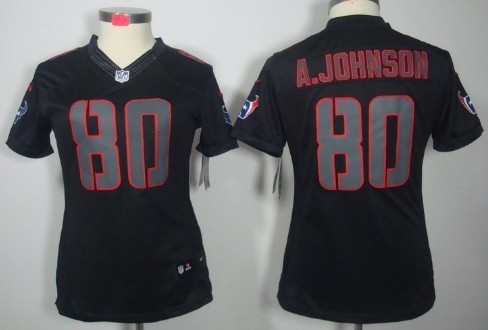 Nike Houston Texans #80 Andre Johnson Black Impact Limited Womens Jersey 