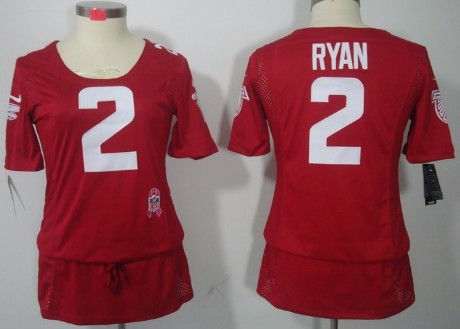 Nike Atlanta Falcons #2 Matt Ryan Breast Cancer Awareness Red Womens Jersey