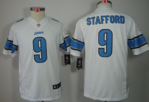 Nike Detroit Lions #9 Matthew Stafford White Limited Kids Jersey 