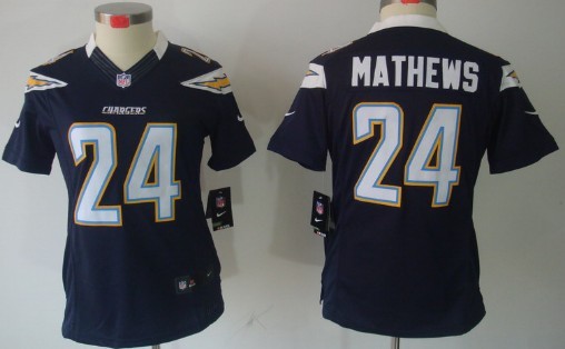 Nike San Diego Chargers #24 Ryan Mathews Navy Blue Limited Womens Jersey