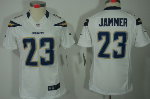 Nike San Diego Chargers #23 Quentin Jammer White Limited Womens Jersey 