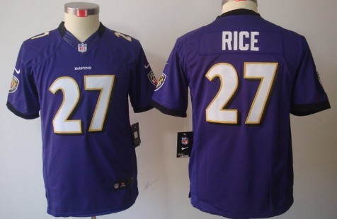 Nike Baltimore Ravens #27 Ray Rice Purple Limited Kids Jersey