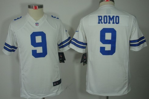 Nike Dallas Cowboys #9 Tony Romo White Limited Kids Jersey