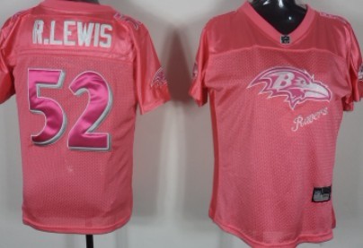 Baltimore Ravens #52 Ray Lewis 2011 Pink Stitched Womens Jersey 