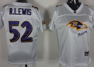 Baltimore Ravens #52 Ray Lewis 2011 White Stitched Womens Jersey 