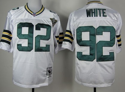 Green Bay Packers #92 Reggie White White 75TH Throwback Jersey