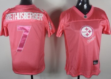 Pittsburgh Steelers #7 Ben Roethlisberger 2011 Pink Stitched Womens Jersey 