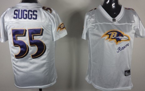Baltimore Ravens #55 Terrell Suggs 2011 White Stitched Womens Jersey 