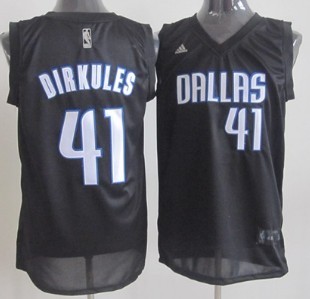 Dallas Mavericks #41 Dirkules Black Fashion Jersey