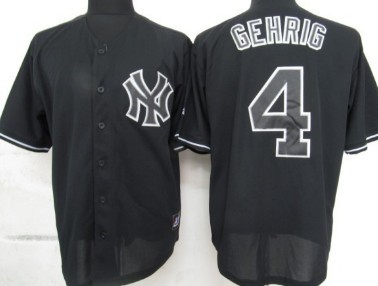 New York Yankees #4 Lou Gehrig Black Fashion Jersey 