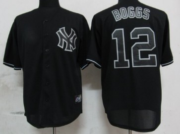 New York Yankees #12 Wade Boggs Black Fashion Jersey