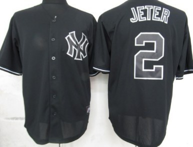 New York Yankees #2 Derek Jeter Black Fashion Jersey