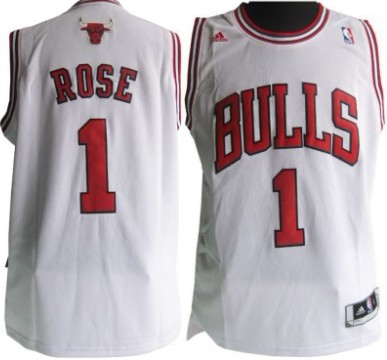 Chicago Bulls #1 Derrick Rose Revolution 30 Swingman White Jersey 