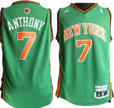 New York Knicks #7 Carmelo Anthony Revolution 30 Swingman Green Jersey