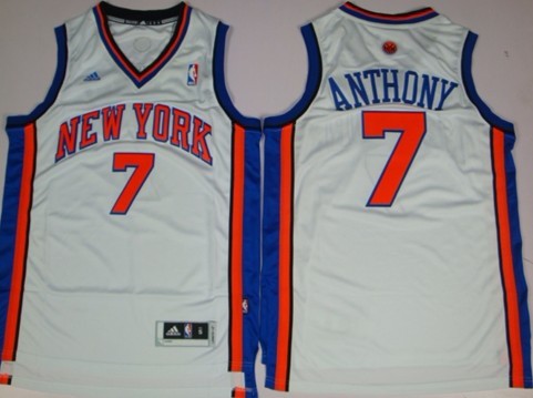 New York Knicks #7 Carmelo Anthony Revolution 30 Swingman White Jersey