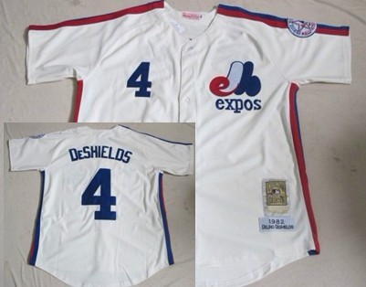 Montreal Expos #4 Delino DeShields 1982 Cream Throwback Jersey