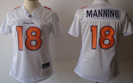 Denver Broncos #18 Peyton Manning White Womens Sweetheart Jersey