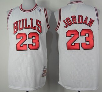 Chicago Bulls #23 Michael Jordan White Swingman Throwback Jersey