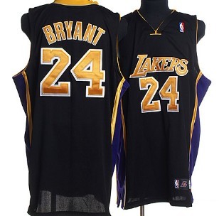 Los Angeles Lakers #24 Kobe Bryant Black With Yellow Swingman Jersey 