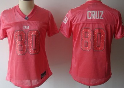New York Giants #80 Victor Cruz Pink Womens Sweetheart Jersey 
