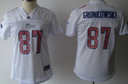 New England Patriots #87 Rob Gronkowski White Womens Sweetheart Jersey 
