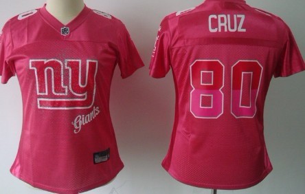 New York Giants #80 Victor Cruz Pink Fem Fan Womens Jersey 