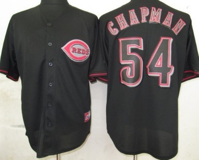 Cincinnati Reds #54 Aroldis Chapman Black Fashion Jersey  