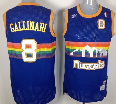 Denver Nuggets #8 Danilo Gallinari Blue Rainbow Swingman Throwback Jersey 